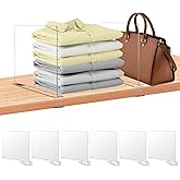 xydstay 6 Pack Clear Acrylic Shelf Dividers for Closet Organization, Purse Organizers for Closet, Clothing Dividers, Handbag 