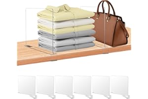 xydstay 6 Pack Clear Acrylic Shelf Dividers for Closet Organization, Purse Organizers for Closet, Clothing Dividers, Handbag Organizers for Shelves in Bedroom and Office