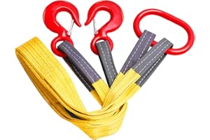 Kivomot 2-Leg 3 Ton Lifting Sling with G80 Master Link & Hooks, Polyester Webbing Bridle Sling, 5 ft x 3 in, 6,600 lbs WLL, Yellow