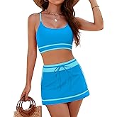 Blooming Jelly Women's High Waisted Bikini Sets Sporty Two Piece Bathing Suits Color Block Swim Skirt Swim Suits 2025