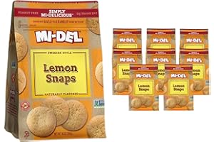 Mi-Del Lemon Snaps Cookies - Crunchy Lemon Cookies - Non-GMO Certified, 0g Trans Fat, Healthy Cookies (Pack of 8)