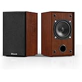 Elimavi Passive Bookshelf Speakers for Home Theater Surround Sound, Satellite Stereo Speakers with Classic Wood Grain for Record Player/Computer/TV, Wall Mountable, Cable Included, Wood Grain Color