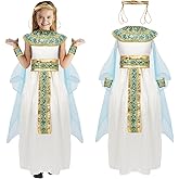 Xinxiaomeng Cleopatra Costume Kids Girls Egyptian Costume 6Pcs Cleopatra Dress Accessories Halloween Outfit Props