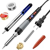90W Digital Soldering Iron Kit for Electronics with Adjustable Temperature | 356-932&deg;F (180-500&deg;C) with ON/OFF Switch, Includes Desoldering Pump, Extra Tips &amp; Accessories