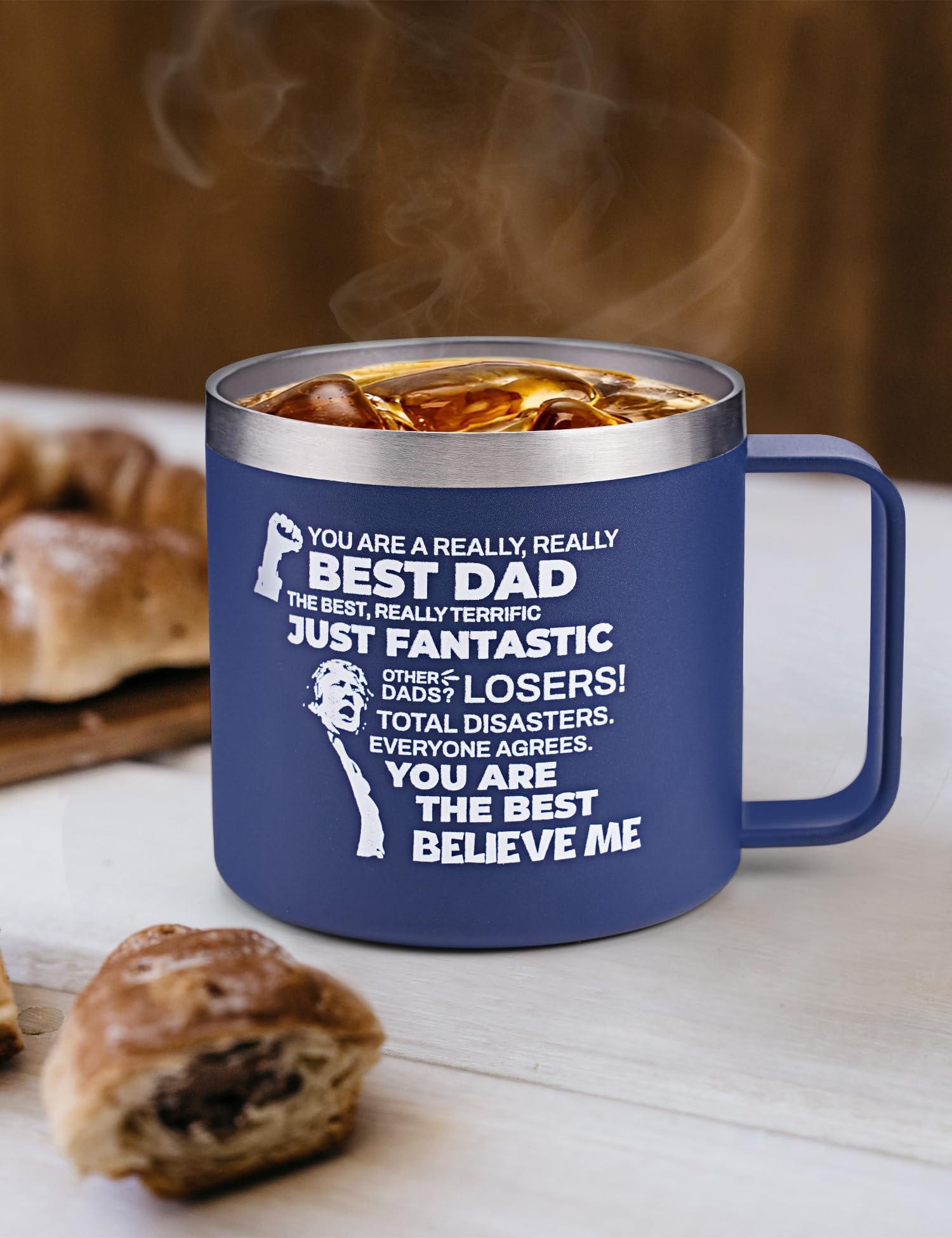 Cessfle Christmas Gifts for Dad, 14oz Funny Trump Dad Mug, Funny Dad Birthday Gifts from Daughter Son Wife Kids, Best Dad Coffee Mug for Dad Husband Men(Blue Gray)