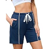 Quenteen Sweat Shorts for Women Drawstring Summer Casual Lounge Shorts with Pockets Navy