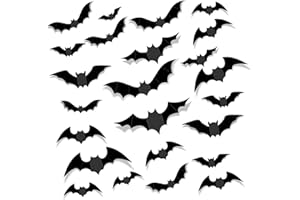 encavy 68Pcs Bats Wall Decor,Halloween Decorations 3D Bat Stickers,Halloween Decor Indoor Party Decorations,Realistic Bats for Indoor DIY Outdoor Bedroom Window Home Room Decals