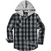 JACKETOWN Men's Flannel Long Sleeve Hoodie Shirts Casual Button Down Plaid Shirt Jackets Stylish with Pocket