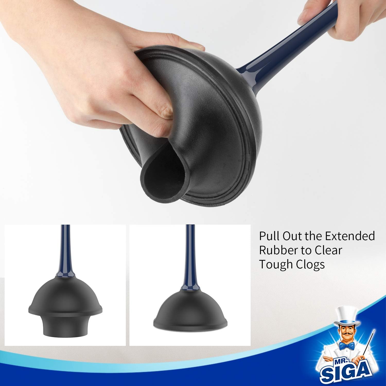 MR.SIGA Toilet Plunger and Bowl Brush Combo for Bathroom Cleaning, Navy, 1 Set: Home & Kitchen