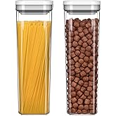 MR.SIGA 2 Pack Airtight Food Storage Container Set, BPA Free Kitchen Pantry Organization Canisters, One-handed Airtight Cereal Spaghetti Storage Containers, 2.1 L / 72oz, White
