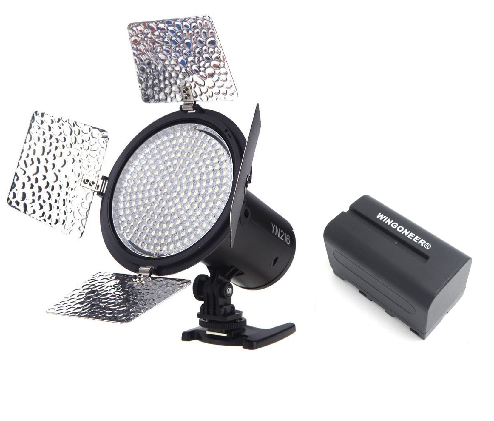 Yongnuo YN-216 YN216 Pro LED Video Light 3200K-5500K Color Temperature for Canon Nikon DSLR Camera DV and Camcorder with WINGONEER NP-F770 Battery and Battery Charger