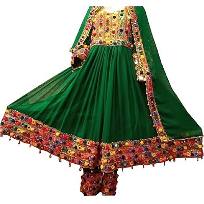 Handmade Green Afghan Dress - Traditional Mauritius | Ubuy