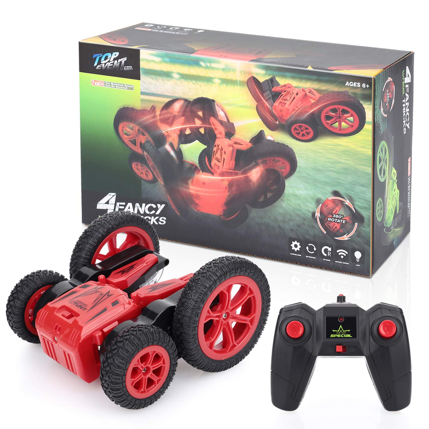 Peradix Stunt RC Car,1:24 Escala Coche Teledirigido 4x4 Doble Lado Rotación de 360 Grados RC Coche Electricidad Duradera 2.4GHz Stunt RC Juguetes Regalos para Niños Adulto
