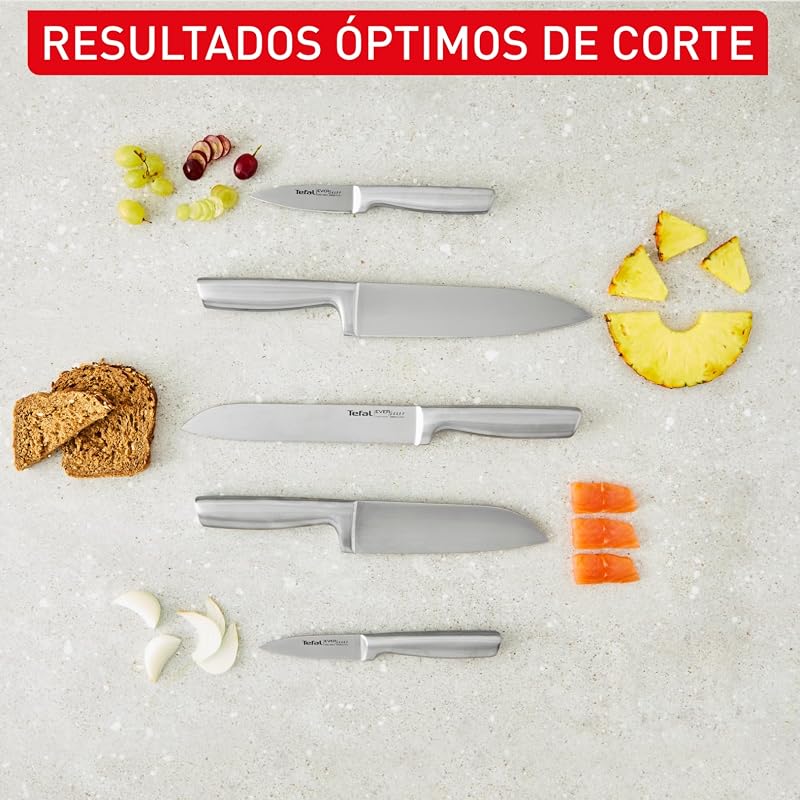 EverSharp, Set de 5 cuchillos, Bloque con afilador, Acero Inoxidable, Afilado duradero, K2976S04
