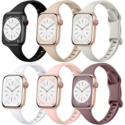 Lerobo Thin Slim Bands Compatible with Apple Watch 40mm 38mm 44mm 45mm 46mm 42mm 41mm 49mm SE iWatch Bands Ultra 3 2 1 Series 11 10 9 8 7 6 5 4 3 2 1 for Women Men, Soft Narrow Sport Strap Wristband
