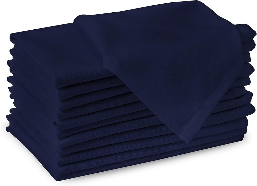 Encasa XO Scotch Blue Cloth Napkins Set of 12 17x17 Cotton Dinner Napkins