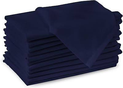 Encasa XO Scotch Blue Cloth Napkins Set of 12 17x17 Cotton Dinner Napkins