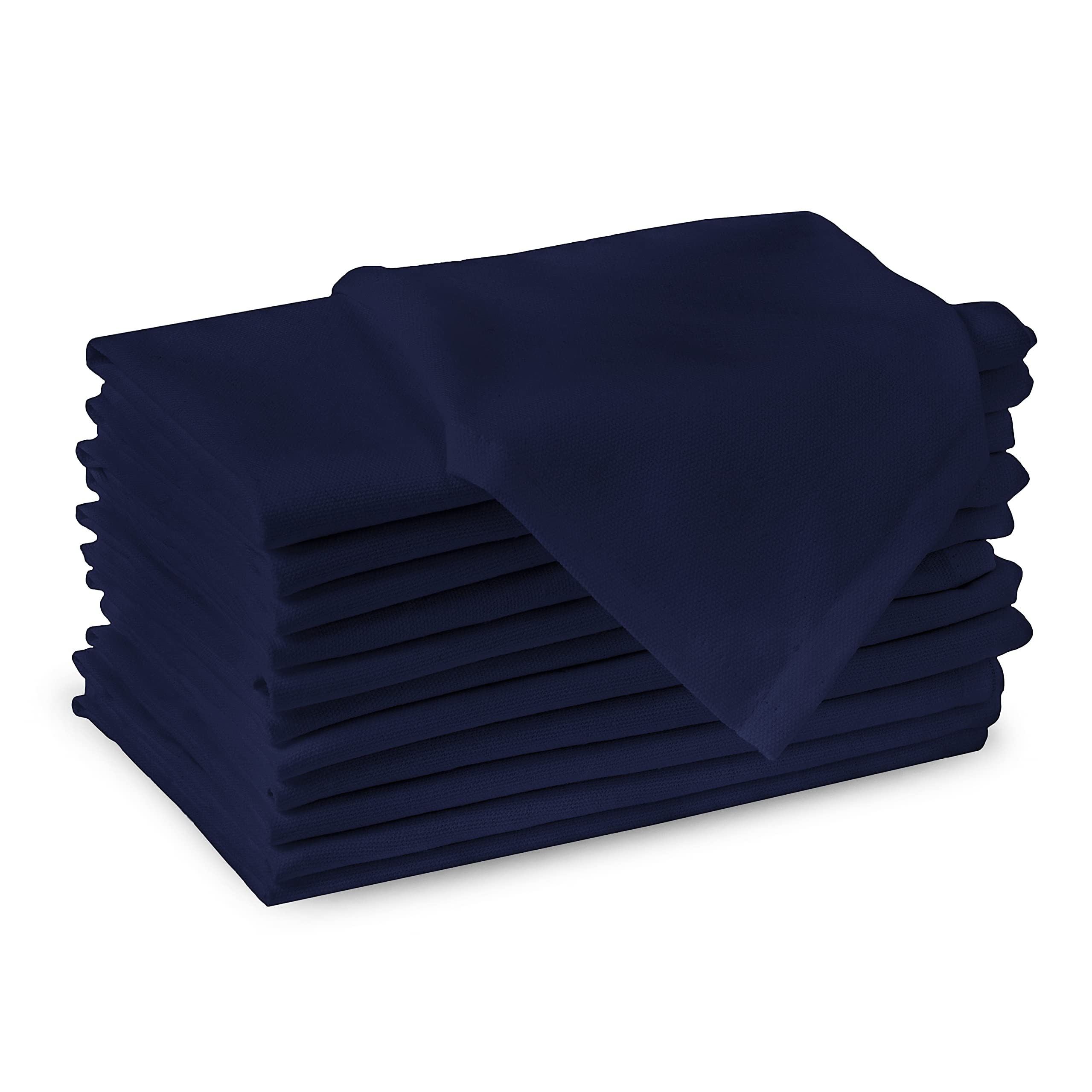 Encasa XO Scotch Blue Cloth Napkins Set of 12, 17x17 in | Solid Color Cotton Dinner Napkins | Washable & Reusable Wedding Napkins for Holiday Dinners, Party, & Everyday Table Decor