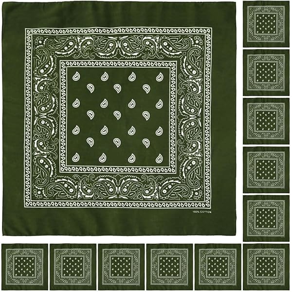Bandana Colorata "PAISLEY" Con Stampa Cachemire - Verde Militare - Foto 13