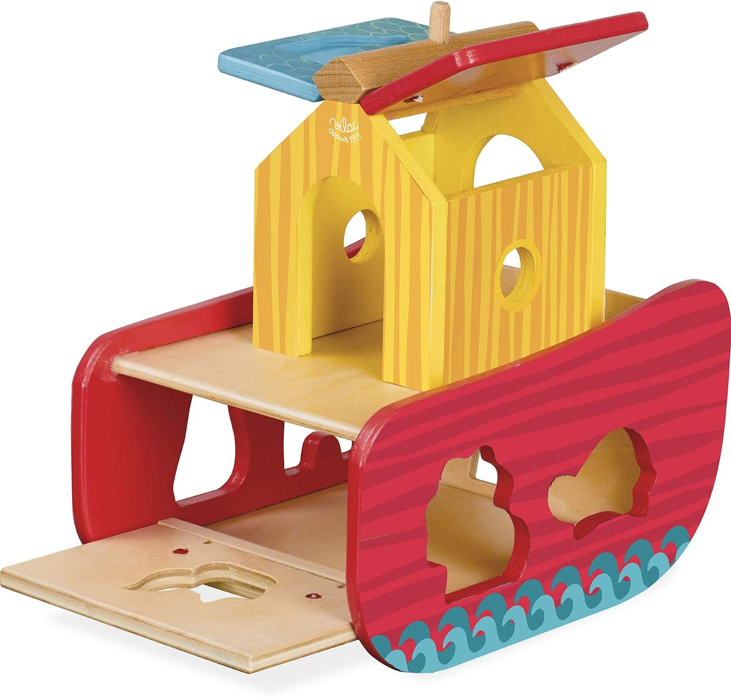 Vilac Wooden Animals Ark Shape Sorter, Educational Animal Themed Shape Sorter for Kids 21 x 21 x 15 cm, for 2 Years+ - Image 3
