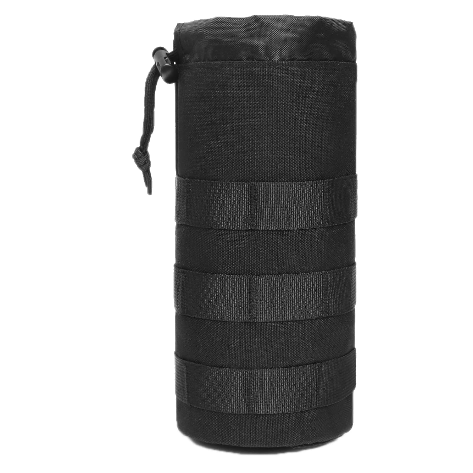 TRIWONDER Tactical Molle Water Bottle Pouch Hydration Carrier with Adjustable Drawstring for Military Backpack, Vest, Outdoor Hiking & Camping (Black, 1 Pack)
