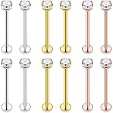 Dyknasz 16G 14G Cheek Piercing Jewelry Stainless Steel Ashley Piercing Lip Rings Labret Jewelry Snake Bite Medusa Piercing Jewelry for Women Men Tongue Piercing Jewelry with Flat Back