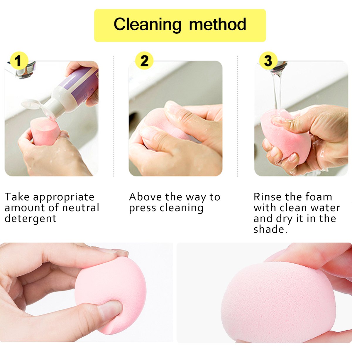JER 4Pcs Beauty Sponge Women Makeup Blender Sponges Waterdrop Gourd Shape Face Foundation Puff for Concealer, Powder, Cream - Latex-Free & Allergy-Free