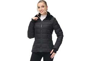 ANOTHER CHOICE Women Warm Winter Down Puffer Jacket-Hooded Winter Puffer Coat for Women with Faux Fur Lined Hood and Collar