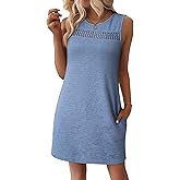 EVALESS Dresses for Women 2026 Spring Summer Casual Beach Dresses Sleeveless Cut-Out Mini Dress Crewneck Vacation Outfits