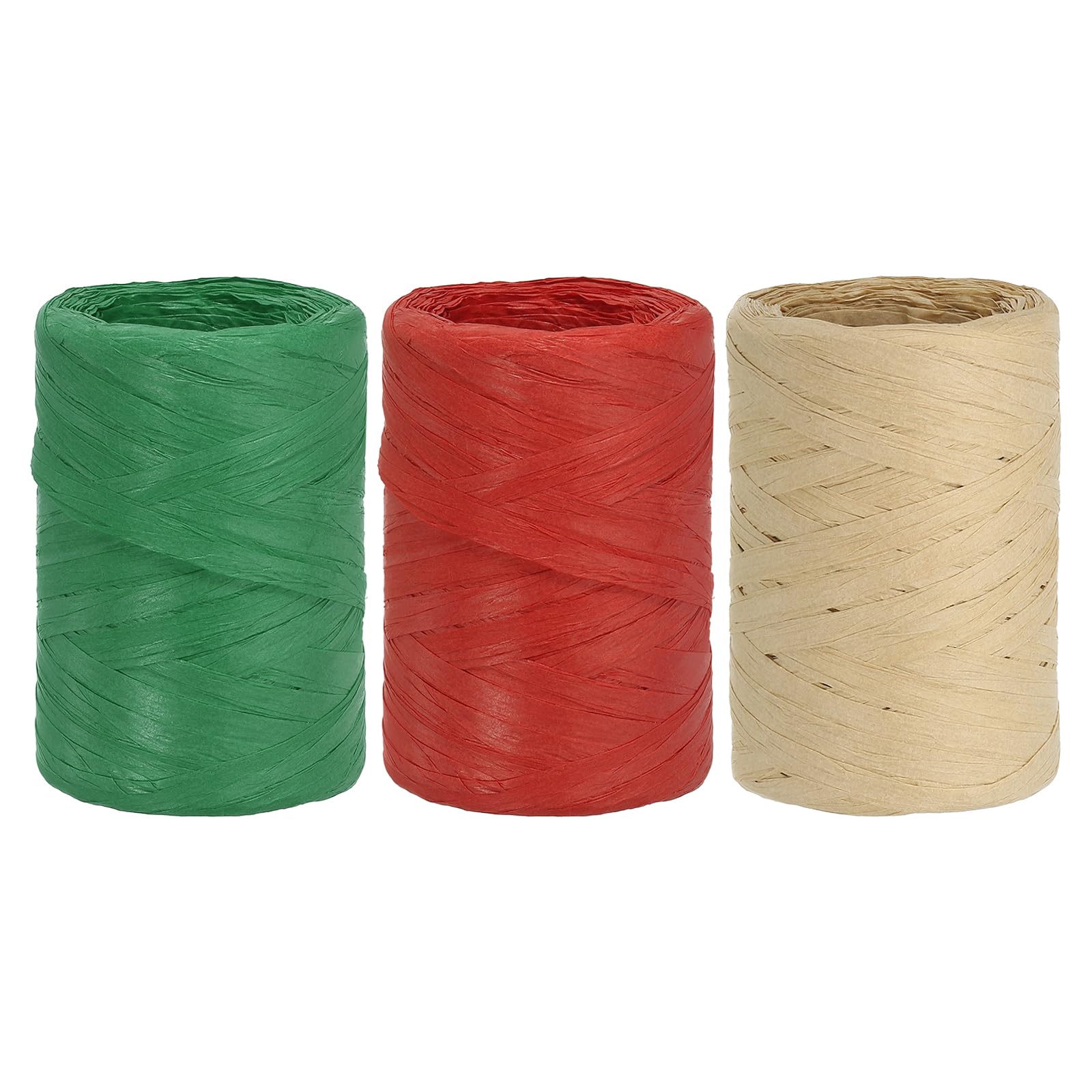 PATIKIL Raffia Ribbon 109 Yard, 3 Roll Natural Packing Paper Twine String for Crochet Box Wrapping Craft Holiday Decor Multicolor