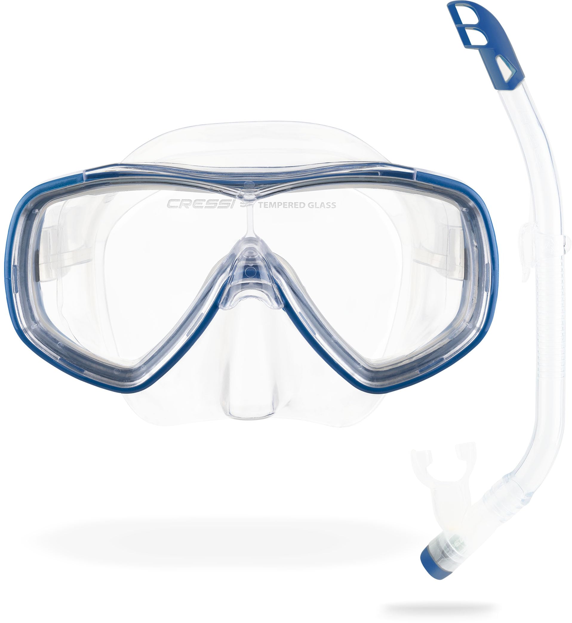 CRESSI Ondina Jr + Top Combo - Combo Set Diving Mask Ondina and Snorkel Top, Clear/Blue, 7/13 years, Kid Unisex