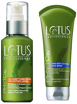 Lotus Herbals Professional Phytorx Rejuvina Herbcomplex Protective Lotion, 100ml and Lotus Professional Phytorx Daily Deep Cleansing Face Wash, 80g