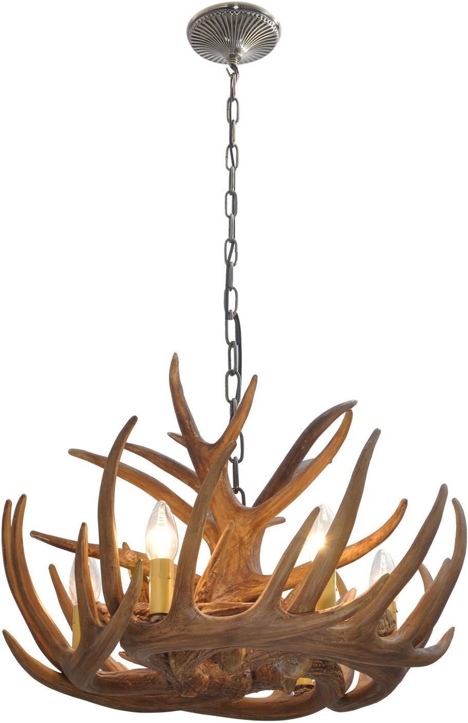 & Perfect ** - Chandelier Antler Chandelier Pendant Ceiling Lighting with 40W 6 Lights for Dining Room Living Room Chain Adjustable Antler Ceiling Light Vintage Style Chandelier