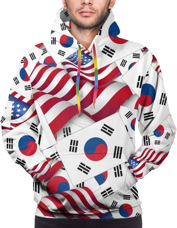 Amazon Co Jp パーカー フード付き アメリカの国旗と韓国国旗 柔らか トップス スポーツ おおきい 秋服 冬服 メンズ ファッション スウェットシャツ 長袖 人気 カジュアル おしゃれ プリント ポケット付き 服 ファッション小物
