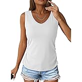 Dokotoo Tank Top with Built in Bra for Women 2026 Summer Sleeveless Tops Casual Slim Fitted V Neck Ruched Cami Shirts