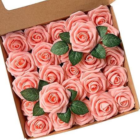 Acde Fleurs Artificielles Roses Artificielle 25pcs Mousse