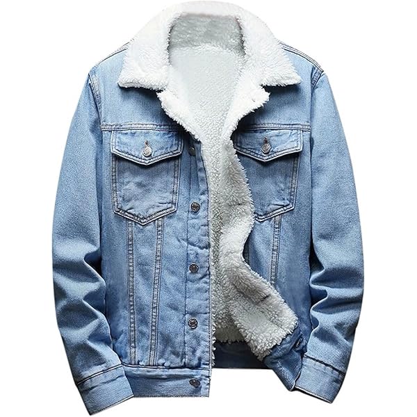 tuduoms Men's Winter Sherpa Lined Denim Jacket Trucker Jacket