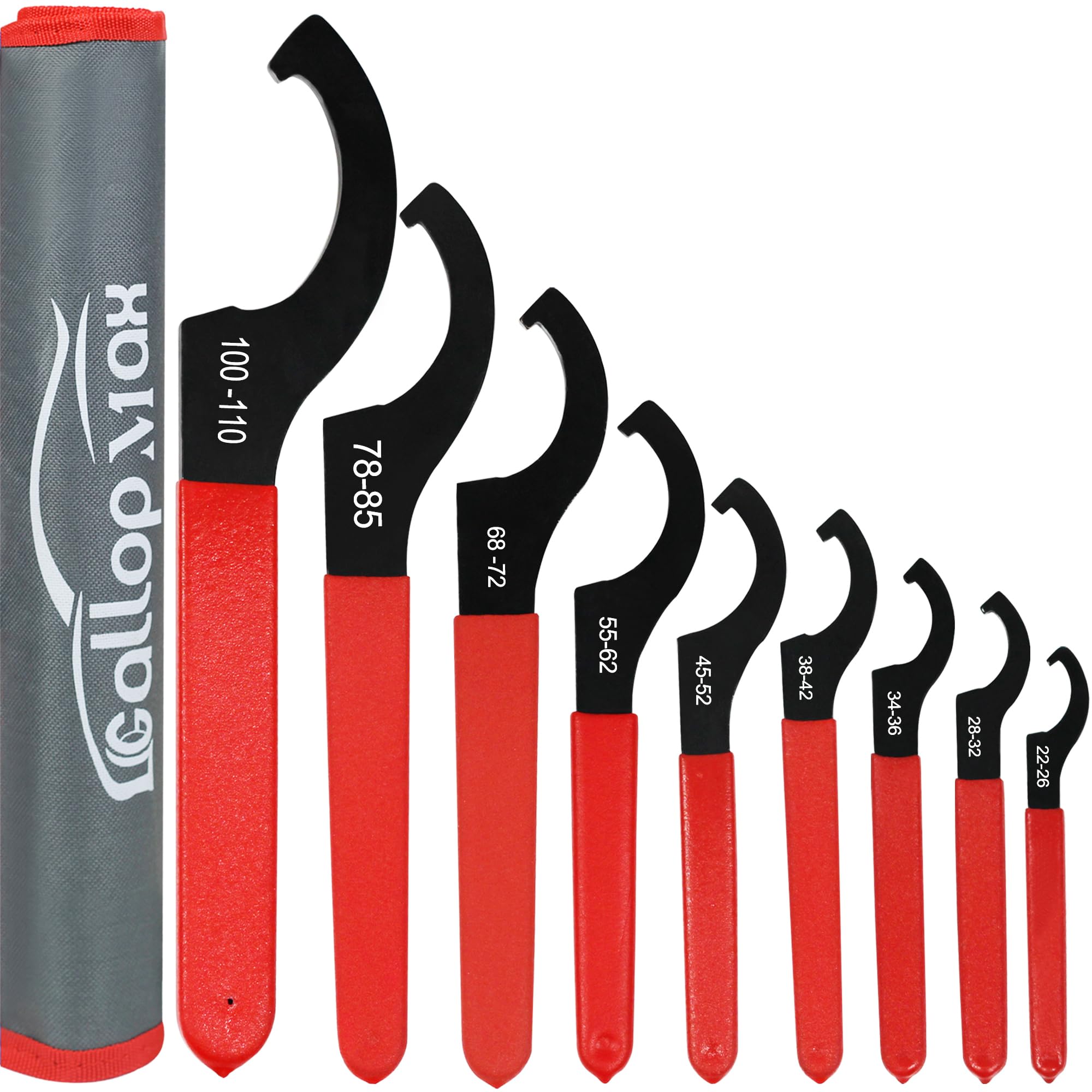 Photo 1 of GallopMax 9Pcs Coilover Spanner Wrench Set, Universal Spanner Wrenches Motorcycle Shock Wrench Adjustable Carbon Steel Coil Over Adjustment Tool (Red)
