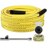 TIROL Glad Hand Air Hose Tire Inflator Kit 3/8 in x 50 ft Heavy Duty Hybrid Air Hose for Semi Truck Tractor Trailer, Lightwei