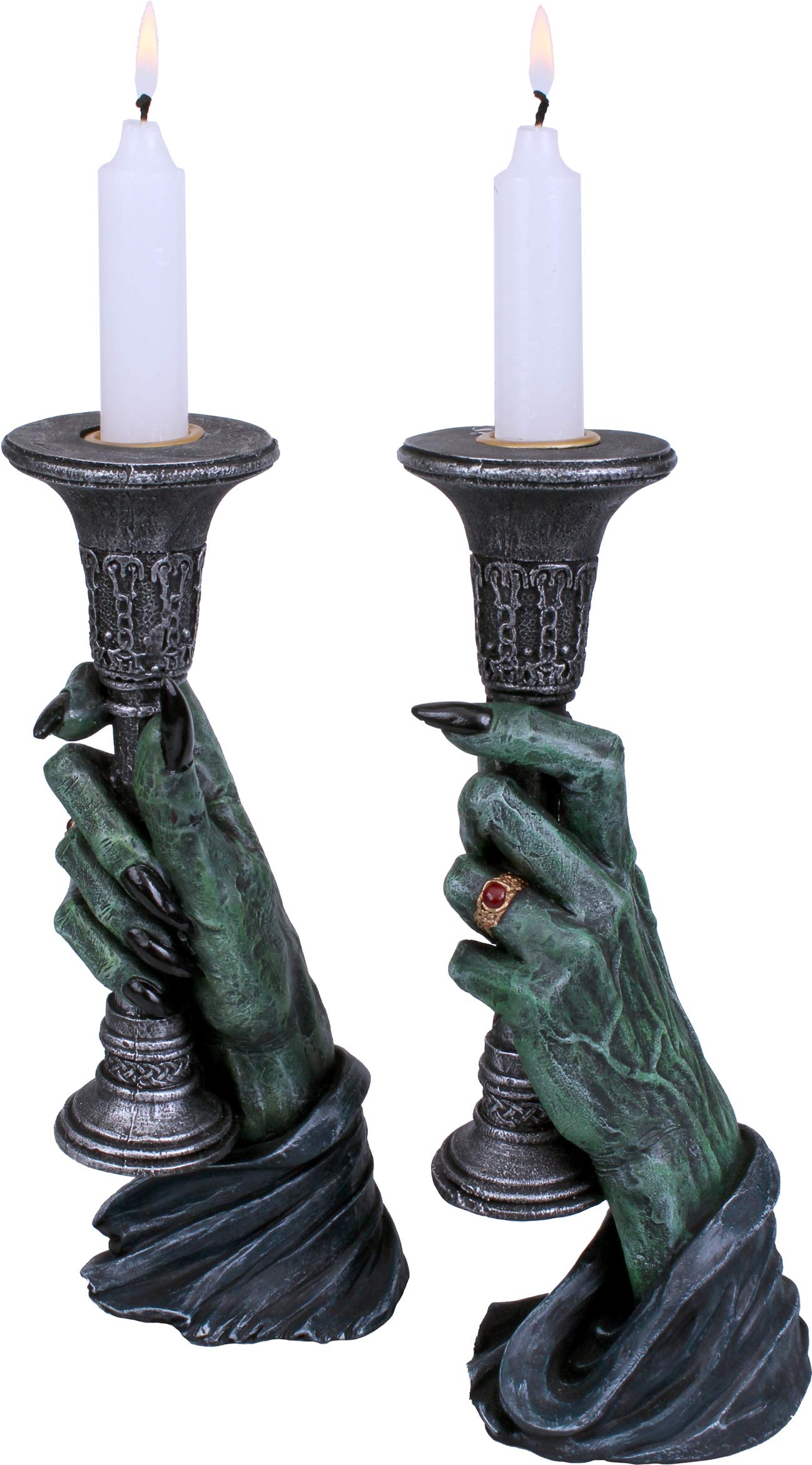 Nemesis Now Light of Darkness Candle Holders 20cm, Green