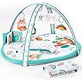 Baby Play Gym, ibabejoy Stage-Based Play Gym with 2 Machine Washable Mat Covers for Newborn to Toddler, 7 in 1 Activity Mat for Infant Sensory & Motor Skills Development, Thicker Non-Slip