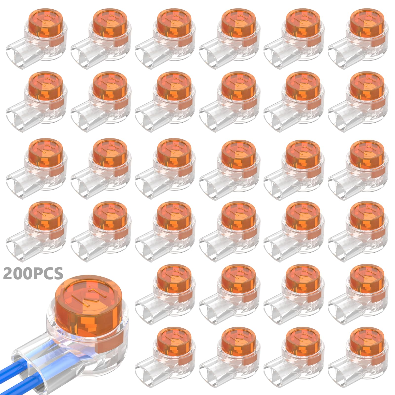 200 Pack k1 Gel Crimps 2 Way Splice Connectors,Waterproof Wire Splice,Telephone Cable Repair Jelly Crimps