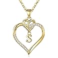 STORUP Gold/Silver Heart Initial Necklaces for Women Girls, 14K Gold Plated Heart Initial A-Z Pendant Necklace Dainty Heart Necklaces for Women Jewelry Birthday Mothers Day Gifts