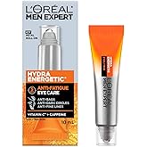 L'Oréal Paris Men Expert Hydra Energetic Caffeine Eye Cream, Anti-Fatigue Roll-On with Vitamin C & Caffeine, Eye Cream for Me