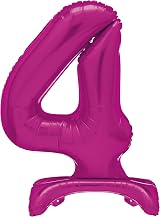 Unique Hot Pink Standing Number 4 Foil Balloon 30 inches