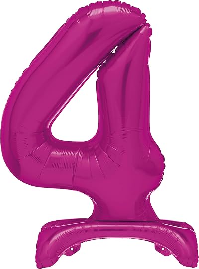 Unique Hot Pink Standing Number 4 Foil Balloon 30 inches