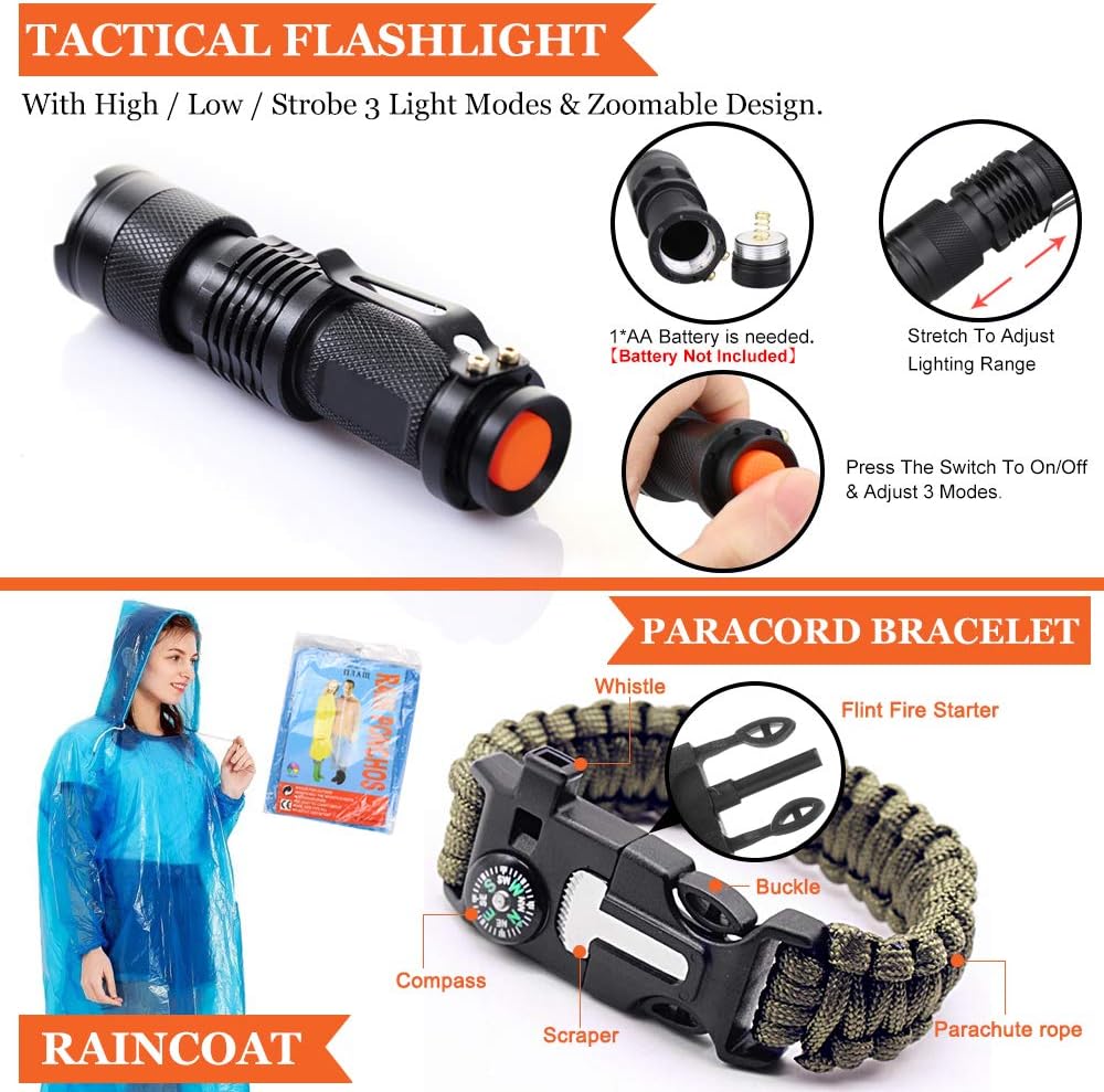 Monoki First Aid Survival Kit, 302Pcs Tactical Molle EMT IFAK Pouch Outdoor Gear EDC Emergency Survival Kits First Aid Kit Trauma Bag for Hiking Camping Hunting Car Travel or Adventures : Sports & Outdoors