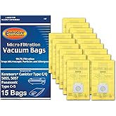 Envirocare Replacement Vacuum Bags Compatible with Kenmore Canister Type C/Q. 5055, 50557 and 50558 Panasonic Type C-5 Vacuums,15 pack