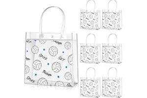 Aliceset 20 Pcs Volleyball Clear Treat Bags with Handles Volleyball Goodie Bags Sport Theme Party Favor for Team Snack Birthday Gifts, 8 x 8 x 3.15''