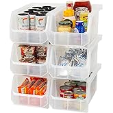 ReadySpace Plastic Containers for Organizing and Storage Bins for Closet, Kitchen, Office, Garage or Pantry Organization, Stackable Bins, Large (14.8" x 8" x 7"), 6-Pack, Clear